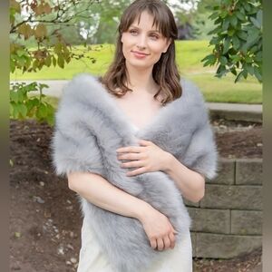 Elegant Gray Fur Wrap